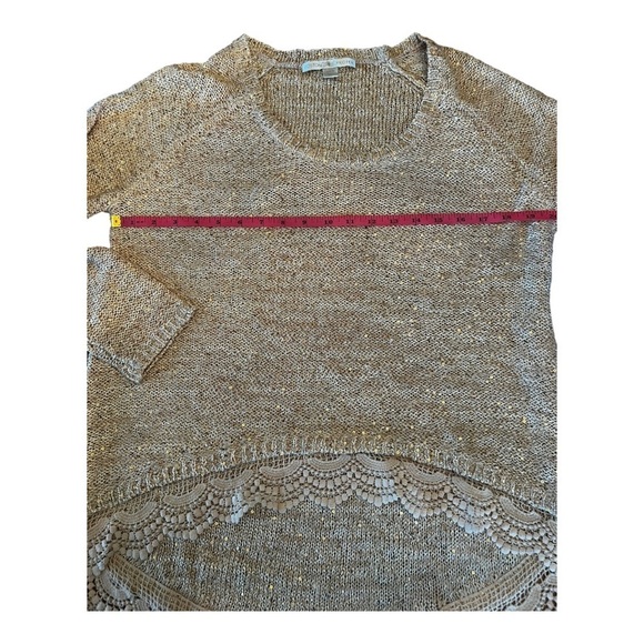 Boston Proper Sweater Tunic Lace Bottom Sequin size Medium - Picture 7 of 8